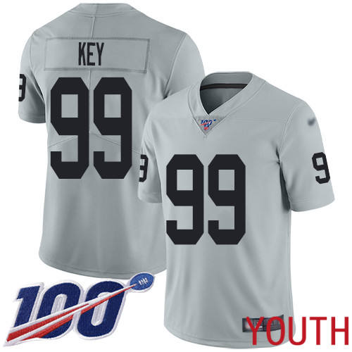 Oakland Raiders Limited Silver Youth Arden Key Jersey NFL Football #99 100th Season Inverted Legend Jersey->youth nfl jersey->Youth Jersey